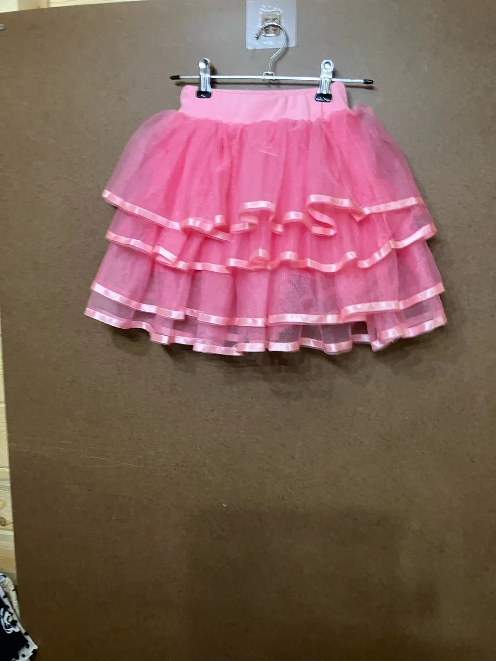Girls Pink Layered Tulle Dance Skirt with Satin Bow